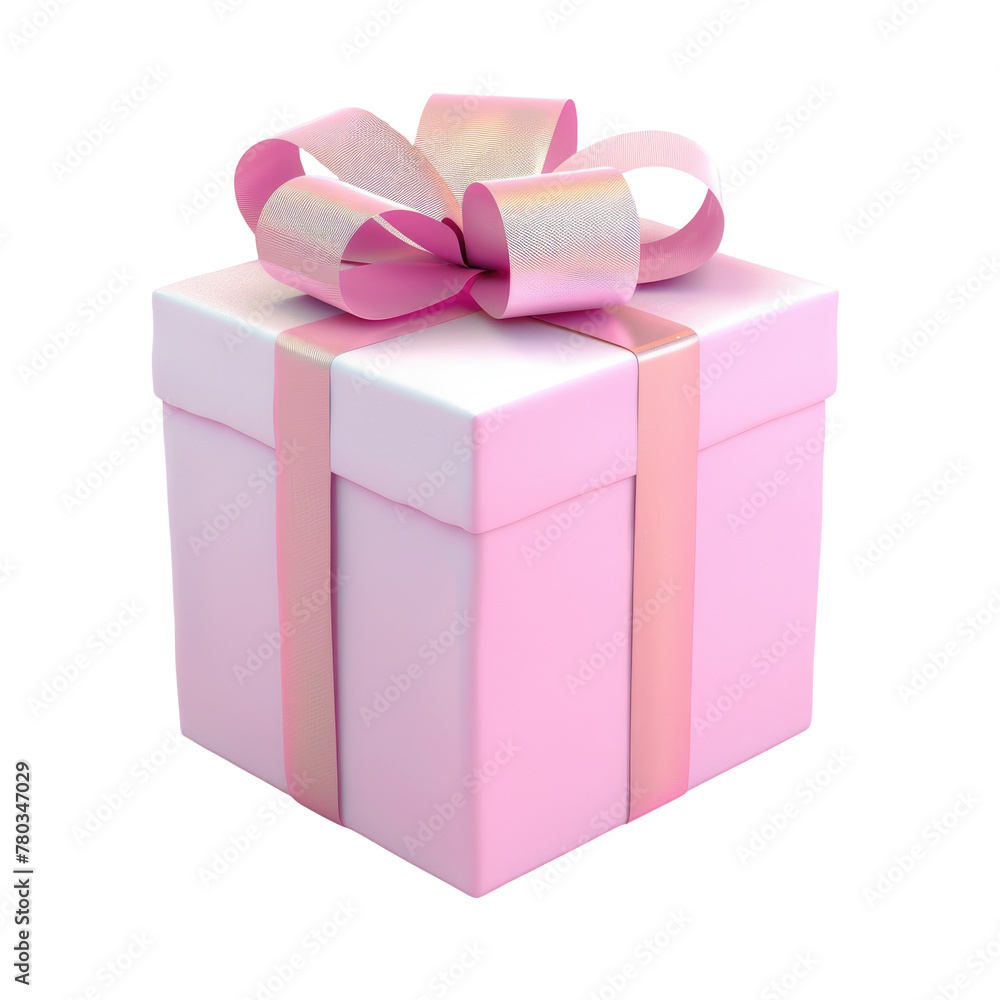 Fototapeta premium A pink gift box with a ribbon