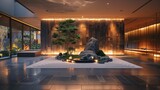 Modern Zen Garden Interior Design with Ambient Lighting