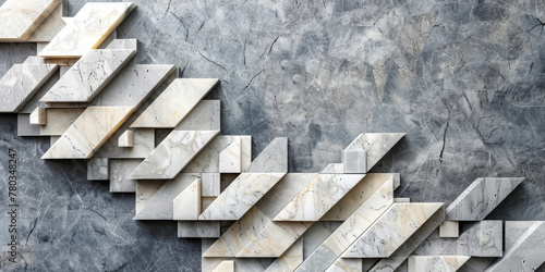 A series of white blocks are arranged in a way that creates a staircase. The blocks are of varying sizes and are placed in a way that creates a sense of depth and dimension. Scene is one of order