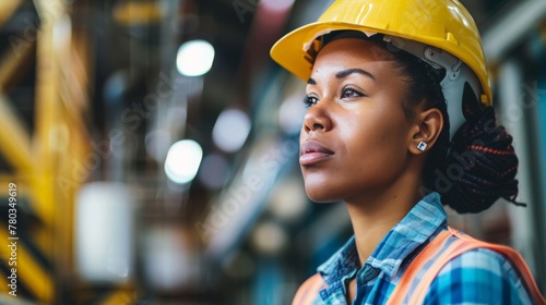 A close-up of a worker's face. The worker is listening to the trainer. The worker is taking notes on a notepad photo