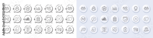 Swipe up, Skirt and Success line icons. White pin 3d buttons, chat bubbles icons. Pack of Banking money, Shopping bag, Life insurance icon. Qr code, Businessman case, Repairman pictogram. Vector