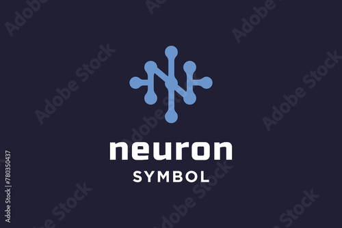 Letter N Neuron Nerve Cell Coral Logo photo