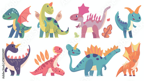 Cute dinosaur. Cartoon dinos dinosaur colorful isolated