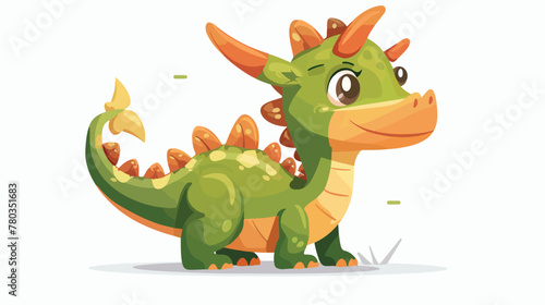Cute dragon character. Cartoon vector illustration wit