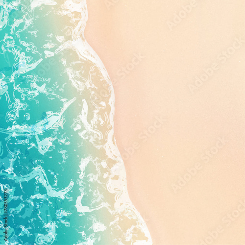 砂浜と波打際の夏背景