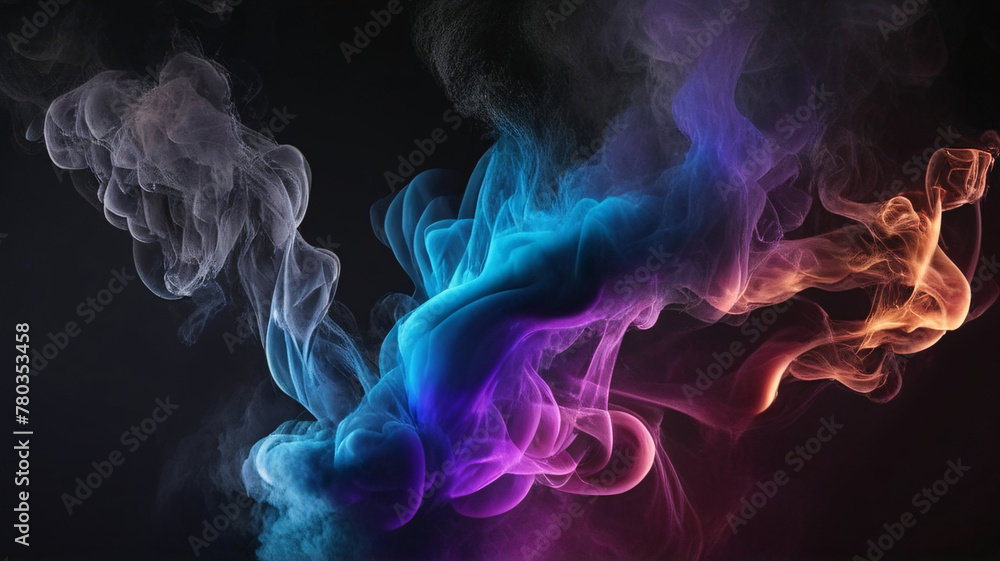 Obraz premium Vibrant Colored Smoke on Dark Background