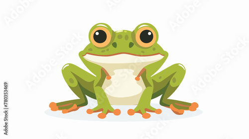 Cute frog cartoon flat vector isolated on white background