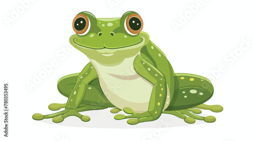 Cute frog cartoon flat vector isolated on white background