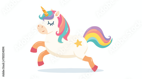 Cute lovely cartoon fitness unicorn funny vector illus