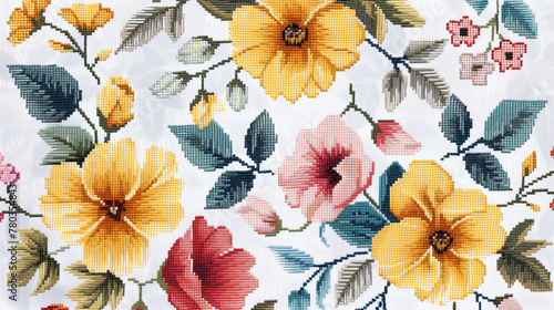 Colorful Floral Cross-Stitch