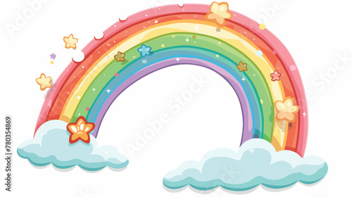 Cute rainbow arc with separate stripes skewed to left photo
