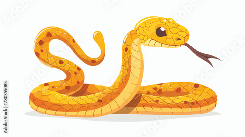 Cute snake cartoon flat vector isolated on white background