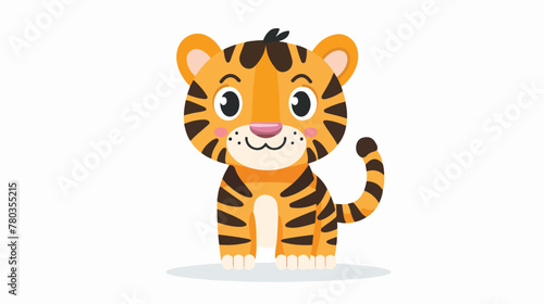 Cute tiger cartoon flat vector isolated on white background