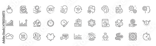Report, Difficult stress and Aluminium mineral line icons. Pack of Writer, Wind energy, Eco food icon. Time management, Quick tips, Augmented reality pictogram. Face accepted. Line icons. Vector © blankstock