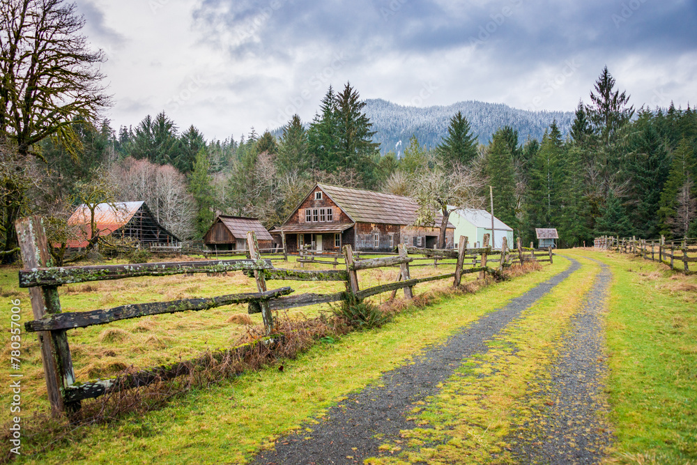 The Historic Kestner Homestead farm in the Quinault Rain Forest area of Olympic National Park, Washington State The Historic Kestner Homestead farm in the Quinault Rain Forest area of Olympic National Park, Washington State