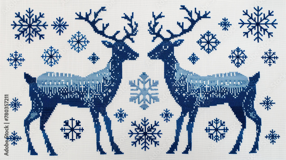 Nordic Reindeer Wallpaper - Winter Cross Stitch Pattern Nordic Reindeer Wallpaper - Winter Cross Stitch Pattern