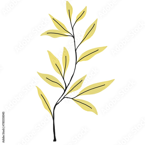 Golden leaf watercolor for decoration.