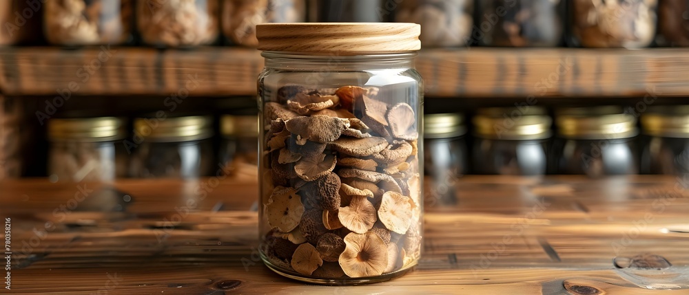 Conveniently store dried porcini mushrooms in a resealable jar for longterm freshness. Concept To conveniently store dried porcini mushrooms for long-term freshness Conveniently store dried porcini mushrooms in a resealable jar for longterm freshness. Concept To conveniently store dried porcini mushrooms for long-term freshness
