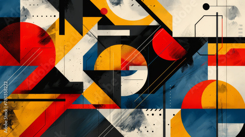 Bold geometric shapes with a balanced composition in primary colors,ai generated