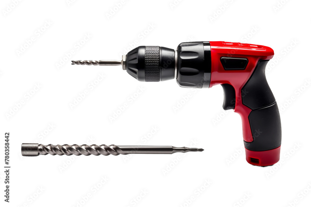 Drill and Screwdriver on White Background. On a White or Clear Surface PNG Transparent Background.