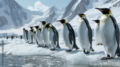 Emperor Penguins Gather on Glaciers in Antarctica