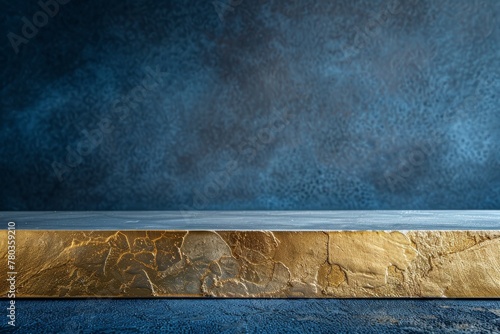 Gold and silver geometrically decorated border, only on the mixed of the image, set against a dark blue background