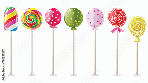Different colorful lollipops isolated on white set fla © Casa