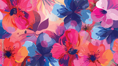 Fototapeta Naklejka Na Ścianę i Meble -  Digital textile flower design with beautiful background