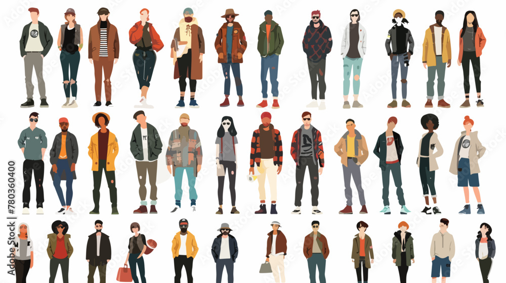 Full body illustration vector shows different clothing