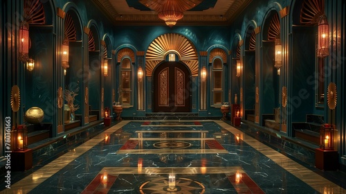 Luxurious Art Deco Hallway with Elegant Lighting