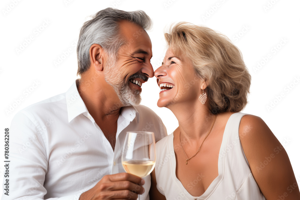 Middle-aged man celebrating his wedding anniversary with his wife Romantic, warm atmosphere, Isolated on a transparent background. Middle-aged man celebrating his wedding anniversary with his wife Romantic, warm atmosphere, Isolated on a transparent background.