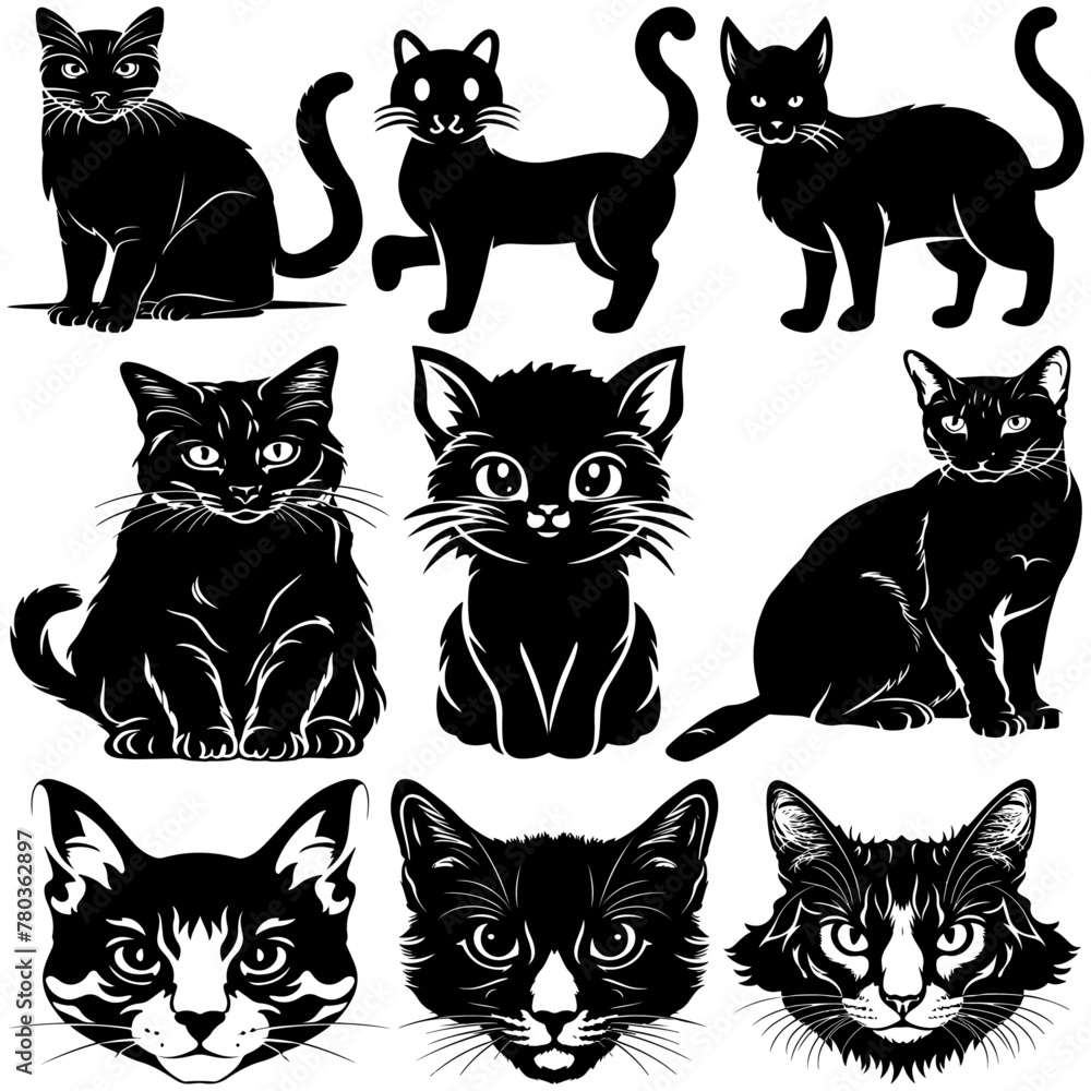 Set of Cat Vector Design, Cat Vector Design Bundle Set of Cat Vector Design, Cat Vector Design Bundle