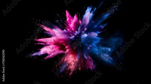 Colorful powder explosion on black background