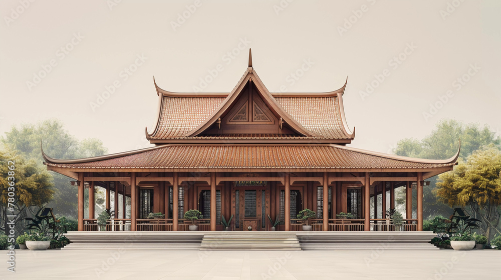Fototapeta premium Architectural Splendor of a Thai Temple Hall