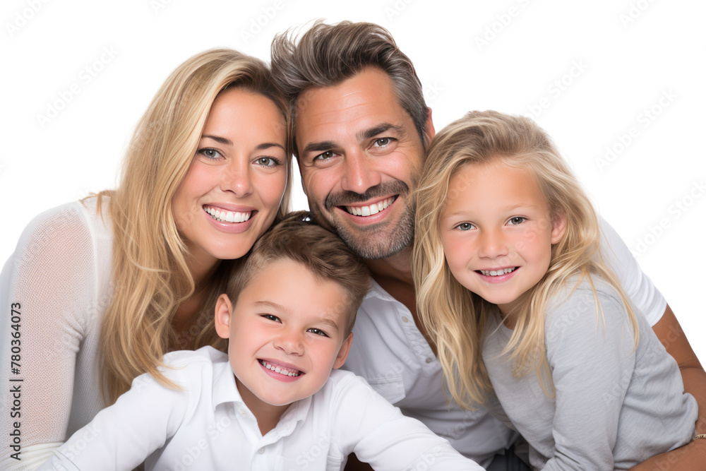 Family showing warm emotions full of love Conveys happiness ,Isolated on a transparent background.