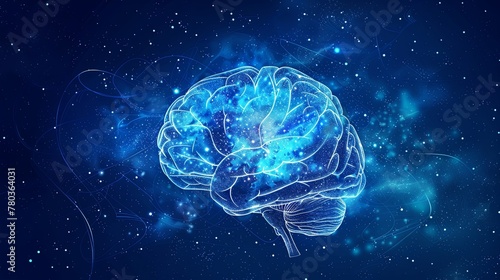 Artistic representation of the human brain as a cosmic entity  symbolizing the universe within the mind. Cosmic Neural Network Conceptual Illustration  