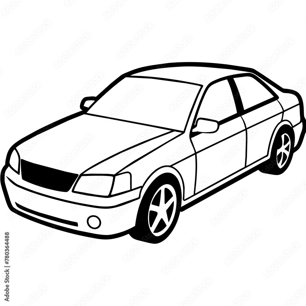 Realistic  Car  illustration Line Art