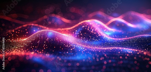 beautiful abstract wave technology background. Abstract Waving Particle Technology Background Design. Data science, particles, digital world, virtual reality, cyberspace, metaverse concept.