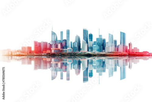 Modern buildings, city skyline in contemporary color style and futuristic effects. Real Estate and Real Estate Development,Isolated on white background