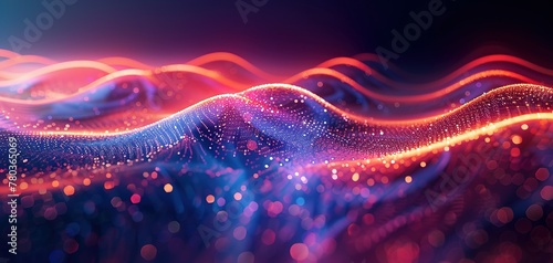 beautiful abstract wave technology background. Abstract Waving Particle Technology Background Design. Data science  particles  digital world  virtual reality  cyberspace  metaverse concept.