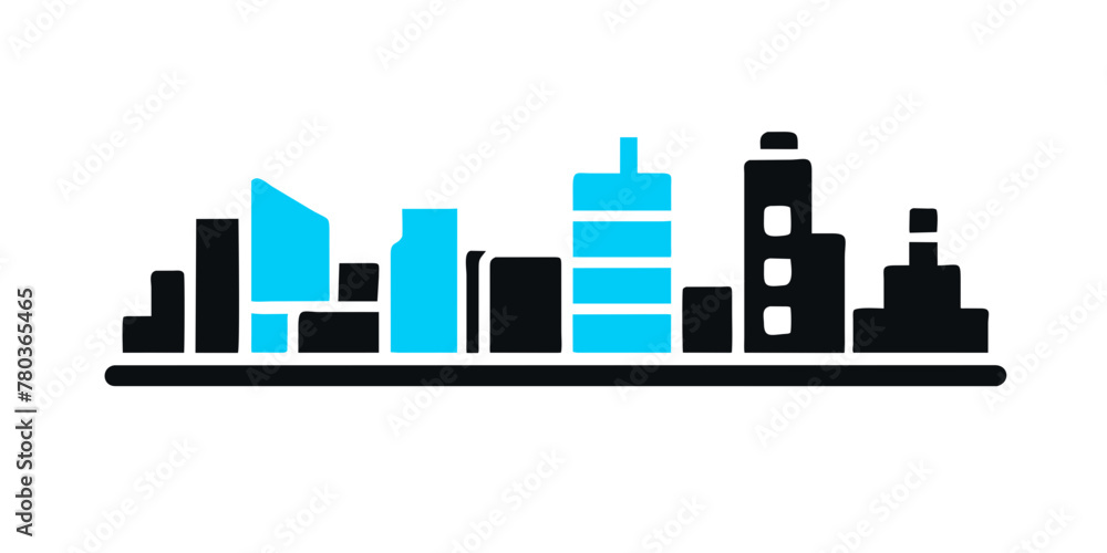 city skyline in black and  blue