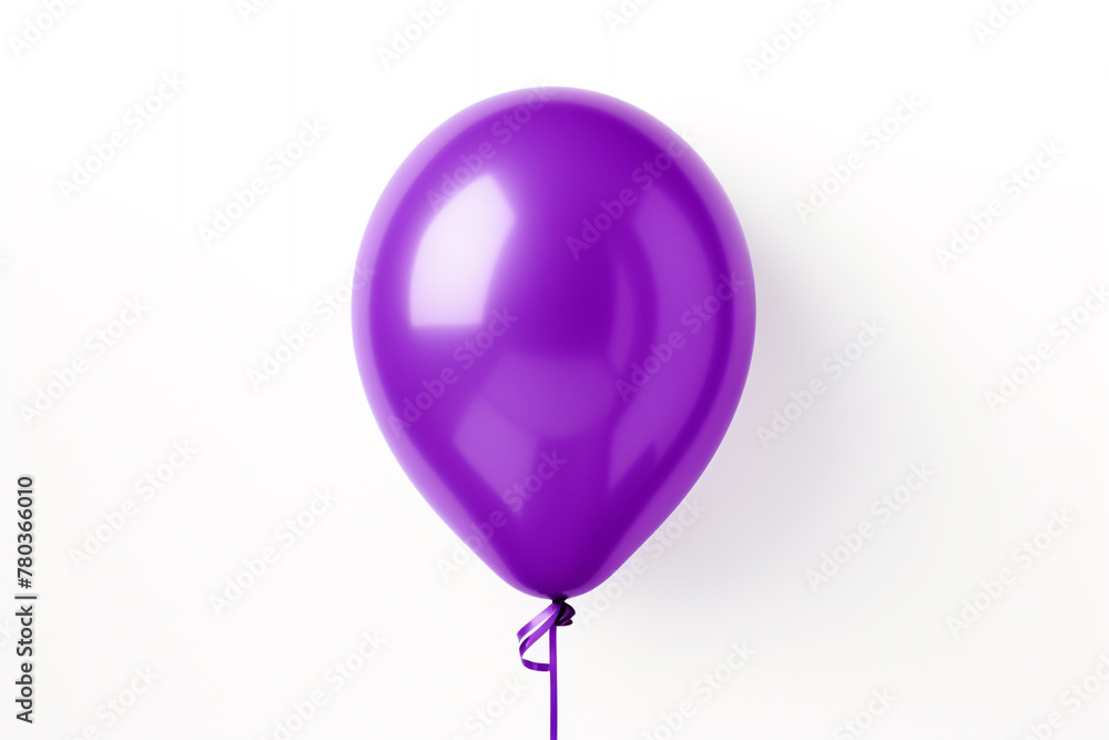 Purple balloon isolated on a solid white background.