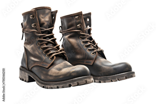Pair of Brown Boots on White Background. On a White or Clear Surface PNG Transparent Background.