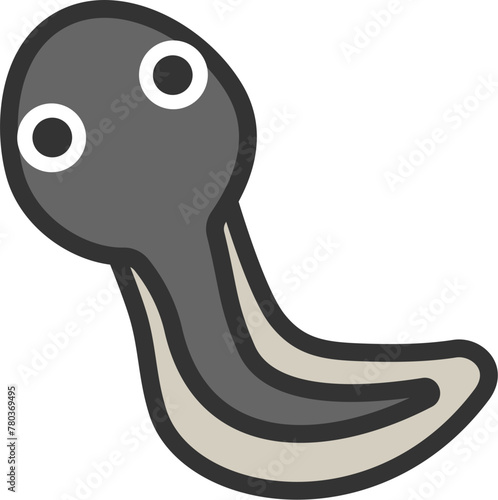 おたまじゃくしのアイコン（線画カラー）のイラスト