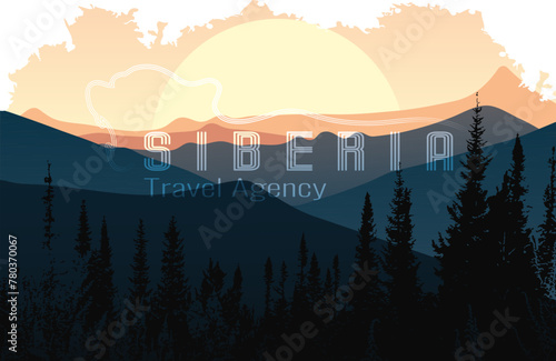 Business card. Travel agency. Siberia. Vector illustration
