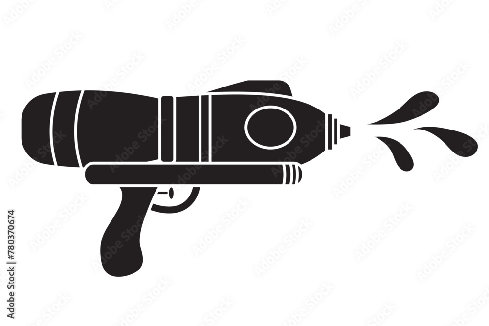 Vector plastic children's toy water gun shape icon isolated on white ...