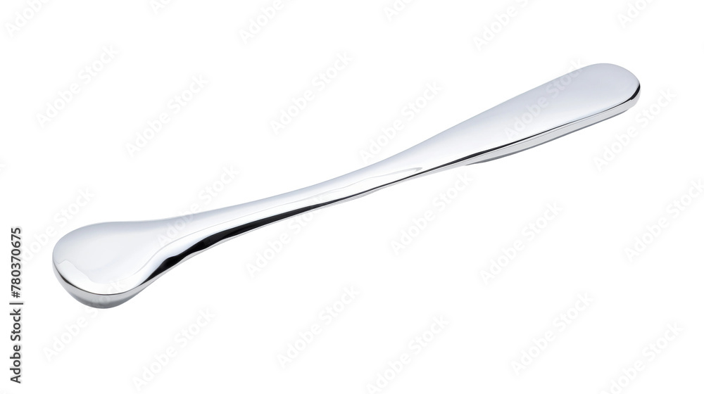 Curved Handle Spoon on White Background. On a White or Clear Surface PNG Transparent Background.