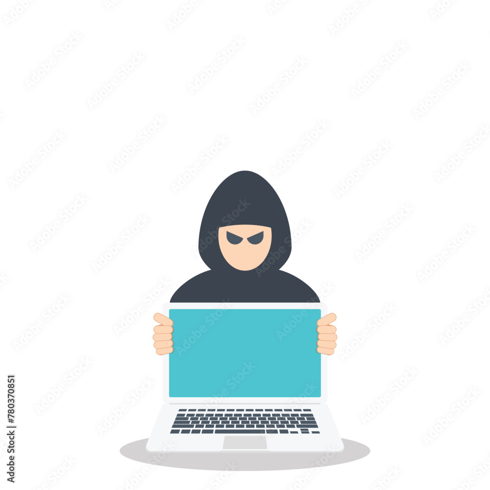 Computer hacker with laptop Computer hacker with laptop