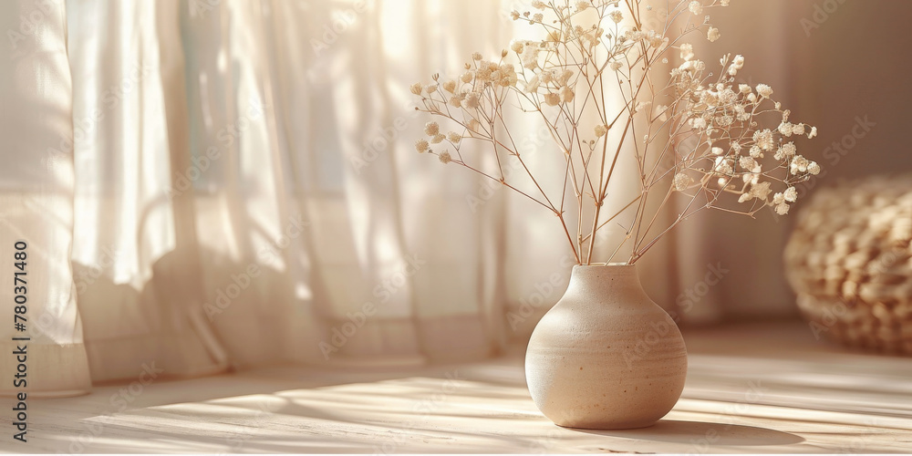 vase with flowers on beige wall background vase with flowers on beige wall background