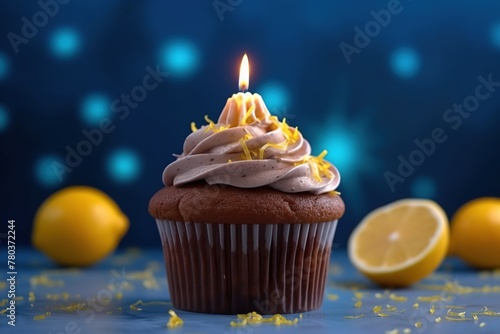 Chocolate frosted cupcakes with lemon